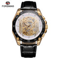 Forsining 8068 Mechanical Wrist Watch Luxury Gold Watch Leather Skeleton Waterproof Mens Sport Watches Clock Relogio Masculino